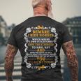 Vintage Beware I Ride Horses Men's Crewneck Short Sleeve Back Print T-shirt Gifts for Old Men