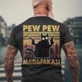 Vintage Black Cat Pew Pew Madafakas Crazy Cat Lovers V2 Men's T-shirt Back Print Gifts for Old Men