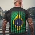 Vintage Flag Of Brazil Men's Crewneck Short Sleeve Back Print T-shirt Gifts for Old Men