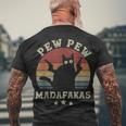 Vintage Pew Pew Madafakas Crazy Black Cat Halloween Men's T-shirt Back Print Gifts for Old Men