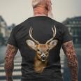 Wildlife Big Face Young Buck Deer Portrait Men's Crewneck Short Sleeve Back Print T-shirt Gifts for Old Men