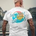 Ocean Wave Sunset  Happiness Comes In Waves Summer Gift Men's Crewneck Short Sleeve Back Print T-shirt