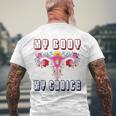 My Body My Choice Pro Roe Floral Uterus Men's Back Print T-shirt Gifts for Old Men