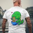 Cute Baby Dino Trex Eating Ramen Noodles Men's Crewneck Short Sleeve Back Print T-shirt Gifts for Old Men