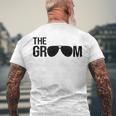 Mens The Groom Bachelor Party Cool Sunglasses White Men's Back Print T-shirt Gifts for Old Men