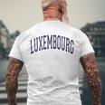 Luxembourg Varsity Style Navy Blue Text Men's Back Print T-shirt Gifts for Old Men