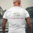 Retro California Republic Flag V2 Men's Back Print T-shirt Gifts for Old Men