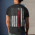 Firefighter Retro American Flag Firefighter Dad 4Th Of July Fathers Day Men's Crewneck Short Sleeve Back Print T-shirt