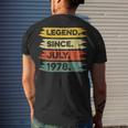 44Th Birthday Retro Vintage Legend Since July 1978 Men's T-shirt Back Print Gifts for Him