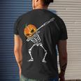 Dabbing Skeleton Pumpkin Head - Halloween Dancing Skeleton Men's T-shirt Back Print Gifts for Him