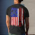 Firefighter Retro American Flag Firefighter Dad Jobs Fathers Day Men's T-shirt Back Print Gifts for Him