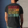 Firefighter Retro Vintage Husband Daddy Firefighter Fathers Day Dad Men's T-shirt Back Print Gifts for Him