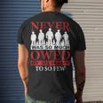 Never Was So Much Owed Men's Crewneck Short Sleeve Back Print T-shirt Funny Gifts