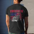Trucker Truck Driver American Flag Trucker Men's T-shirt Back Print Gifts for Him