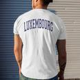 Luxembourg Varsity Style Navy Blue Text Men's Crewneck Short Sleeve Back Print T-shirt