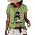 All American Girl Messy Bun Flag 4Th Of July Sunglasses Women's Loose T-shirt Green