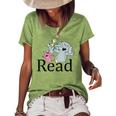 Funny Read Book Club Piggie Elephant Pigeons Teacher  Women's Short Sleeve Loose T-shirt Green