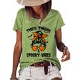 Messy Bun Thick Thighs And Spooky Vibes Halloween Women Women's Loose T-shirt Green