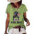 Pro 1973 Roe Cute Messy Bun Mind Your Own Uterus Women's Loose T-shirt Green