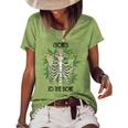 Skeleton And Plants Stoned To The Bone Women's Loose T-shirt Green