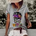 100 That Witch Halloween Costume Messy Bun Skull Witch Girl Women's Loose T-shirt Grey