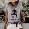 All American Girl Messy Bun Flag 4Th Of July Sunglasses Women's Loose T-shirt Grey