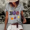 Boo Halloween Costume Spiders Ghosts Pumkin & Witch Hat V2 Women's Loose T-shirt Grey