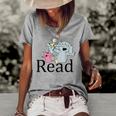 Funny Read Book Club Piggie Elephant Pigeons Teacher  Women's Short Sleeve Loose T-shirt Grey