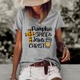 Hello Fall Pumpkin Spice & Jesus Christ Fall Christian Gift  Women's Short Sleeve Loose T-shirt Grey