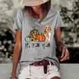 Its Fall Yall Yellow Beagle Dog Leopard Pumpkin Falling Women's Loose T-shirt Grey