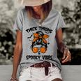 Messy Bun Thick Thighs And Spooky Vibes Halloween Women Women's Loose T-shirt Grey