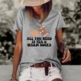 All You Need Is Tea And Warm Socks Fall Women's Loose T-shirt Grey