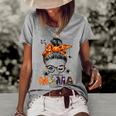 One Spooky Mama For Halloween Messy Bun Mom Monster Bleached V2 Women's Loose T-shirt Grey