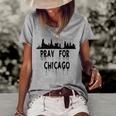 Pray For Chicago Encouragement Distressed Women's Loose T-shirt Grey
