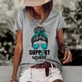 Support Squad For Women Ovarian Cancer Messy Bun Women's Short Sleeve Loose T-shirt Grey