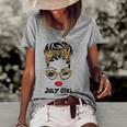 Womens Born In July Birthday Gift Leopard July Girl Women's Short Sleeve Loose T-shirt Grey