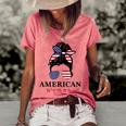 All American Girl Messy Bun Flag 4Th Of July Sunglasses Women's Loose T-shirt Watermelon
