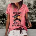 My Body My Choice Pro Choice Messy Bun Us Flag 4Th Of July Women's Loose T-shirt Watermelon