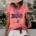 Boo Halloween Costume Spiders Ghosts Pumkin & Witch Hat V2 Women's Loose T-shirt Watermelon