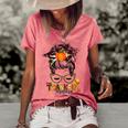 Funny One Thankful Mama Messy Bun Fall Autumn Thanksgiving Women's Short Sleeve Loose T-shirt Watermelon