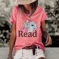 Funny Read Book Club Piggie Elephant Pigeons Teacher  Women's Short Sleeve Loose T-shirt Watermelon
