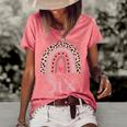Kids 6 Year Old Leopard Rainbow Birthday Party Cute Girl 6Th Gift Women's Short Sleeve Loose T-shirt Watermelon