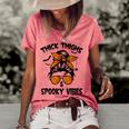 Messy Bun Thick Thighs And Spooky Vibes Halloween Women Women's Loose T-shirt Watermelon