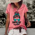 Support Squad For Women Ovarian Cancer Messy Bun Women's Short Sleeve Loose T-shirt Watermelon