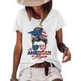 All American Mom 4Th July Messy Bun Us Flag Women's Loose T-shirt White