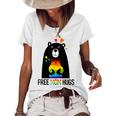 Bear Free Mom Hugs Rainbow Lgbt Lesbian Gay Pride Month Women's Short Sleeve Loose T-shirt White
