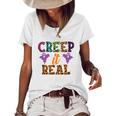 Colorful Boos Creep It Real Halloween Women's Loose T-shirt White