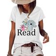 Funny Read Book Club Piggie Elephant Pigeons Teacher  Women's Short Sleeve Loose T-shirt White