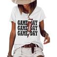 Game Day Football Season Lightning Bolt Funny Football Mom  Women's Short Sleeve Loose T-shirt White