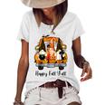 Gnome Witch Halloween Pumpkin Autumn Fall Happy Fall Yall  Women's Short Sleeve Loose T-shirt White